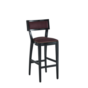 The Bogart Bar Stool in Black with Claret Wine Seat Pad