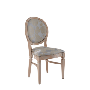 Chandelle Chair in Ivory with Damask Moonshine Seat Pad