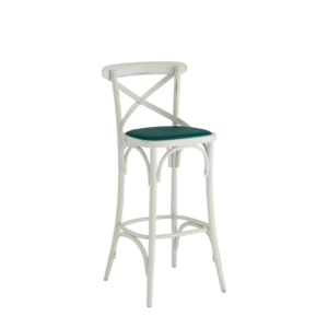 Coco Bar Stool in White with Emerald Seat Pad