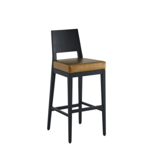 Porcino Bar Stool in Black with Gold Seat Pad