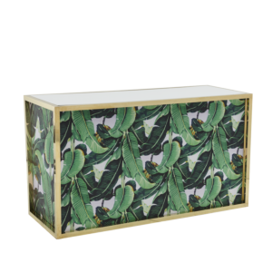 Unico Rectangular Bar with Gold Frame and Palm Leaf Print Panels