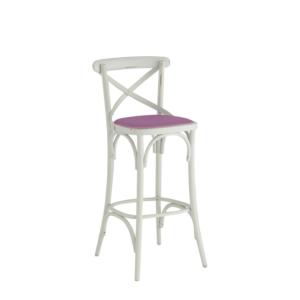 Coco Bar Stool in White with Icy Pink Seat Pad