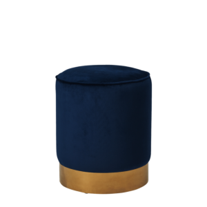 Hollywood Ottoman in Midnight Blue Velvet