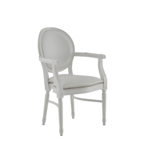 Chandelle Armchair in White with White Seat Pad