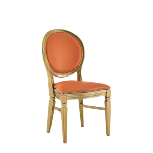 Chandelle Chair in Gold with Orange Seat Pad