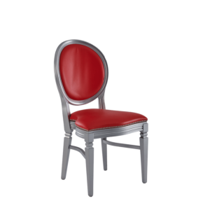 Chandelle Chair in Silver with Red Seat Pad