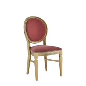 Chandelle Chair in Gold with Rose Pink Velvet Seat Pad