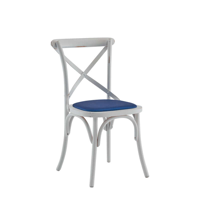 Coco Chair in White with Sapphire Seat Pad