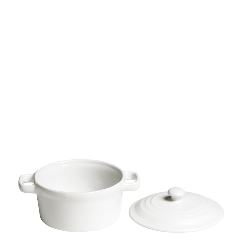 Individual Cooking Pot White and Its Top Ø 10 cm 25 cl Hire