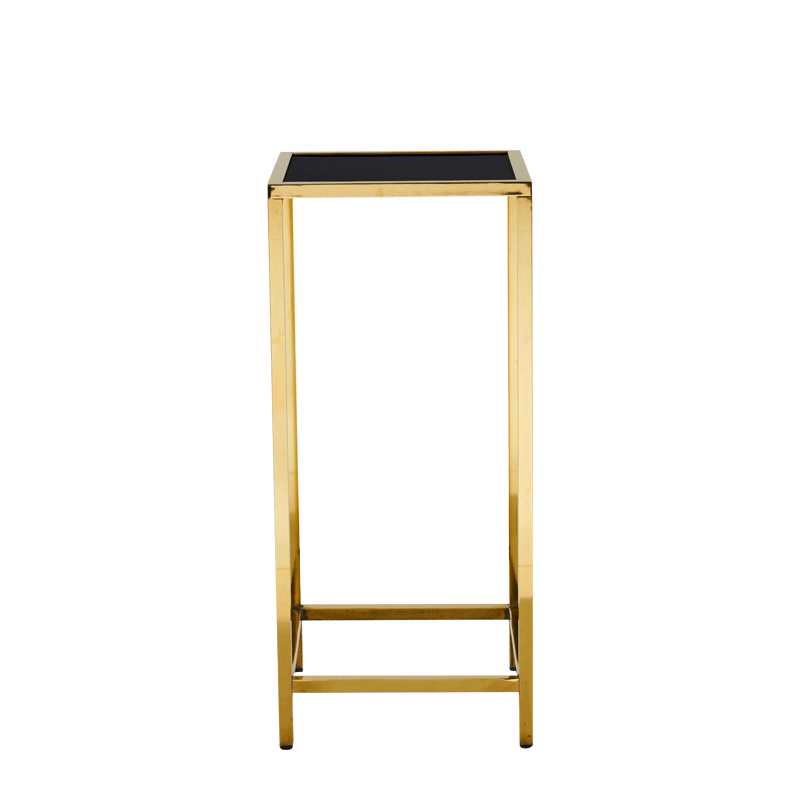 Unico Square Poseur Table with Gold Frame and Black Top