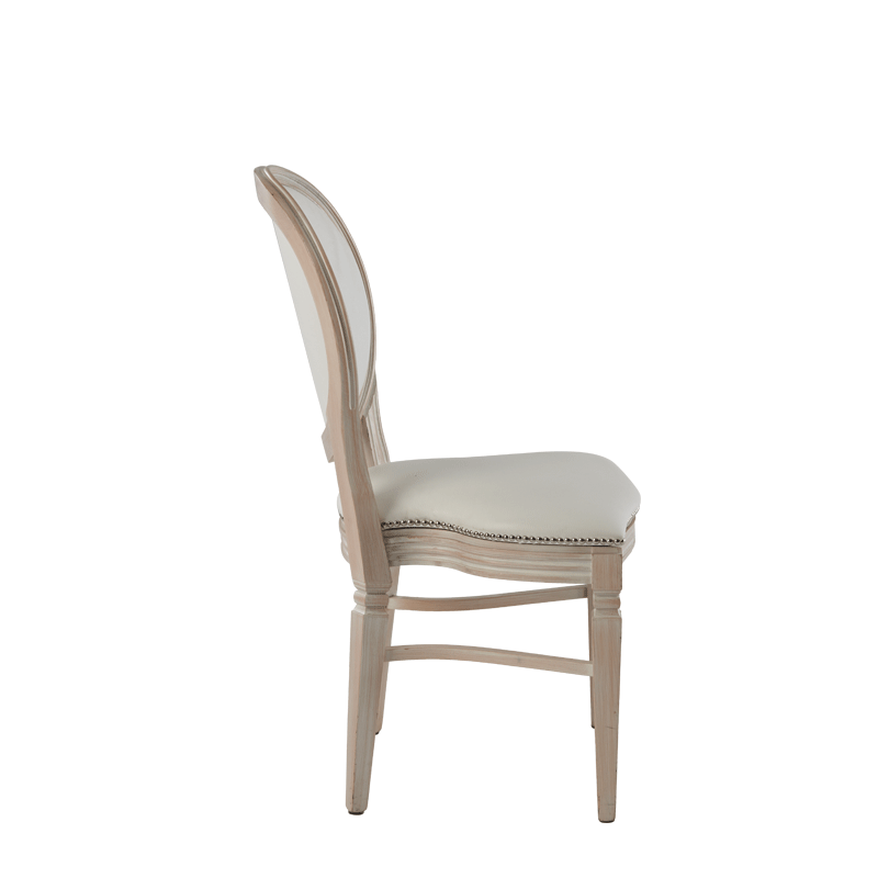 Chandelle Chair in Ivory with White Seat Pad