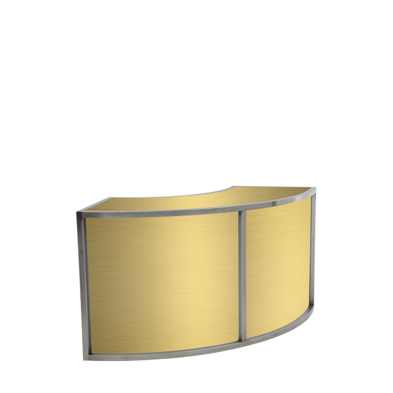 Unico Curved Bar with Stainless Steel Frame and Gold Panels